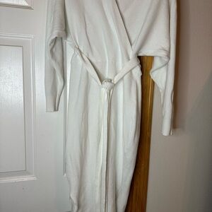 White Knit Wrap Dress